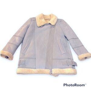 Zara Basic Faux Suede Shearling Parka Coat